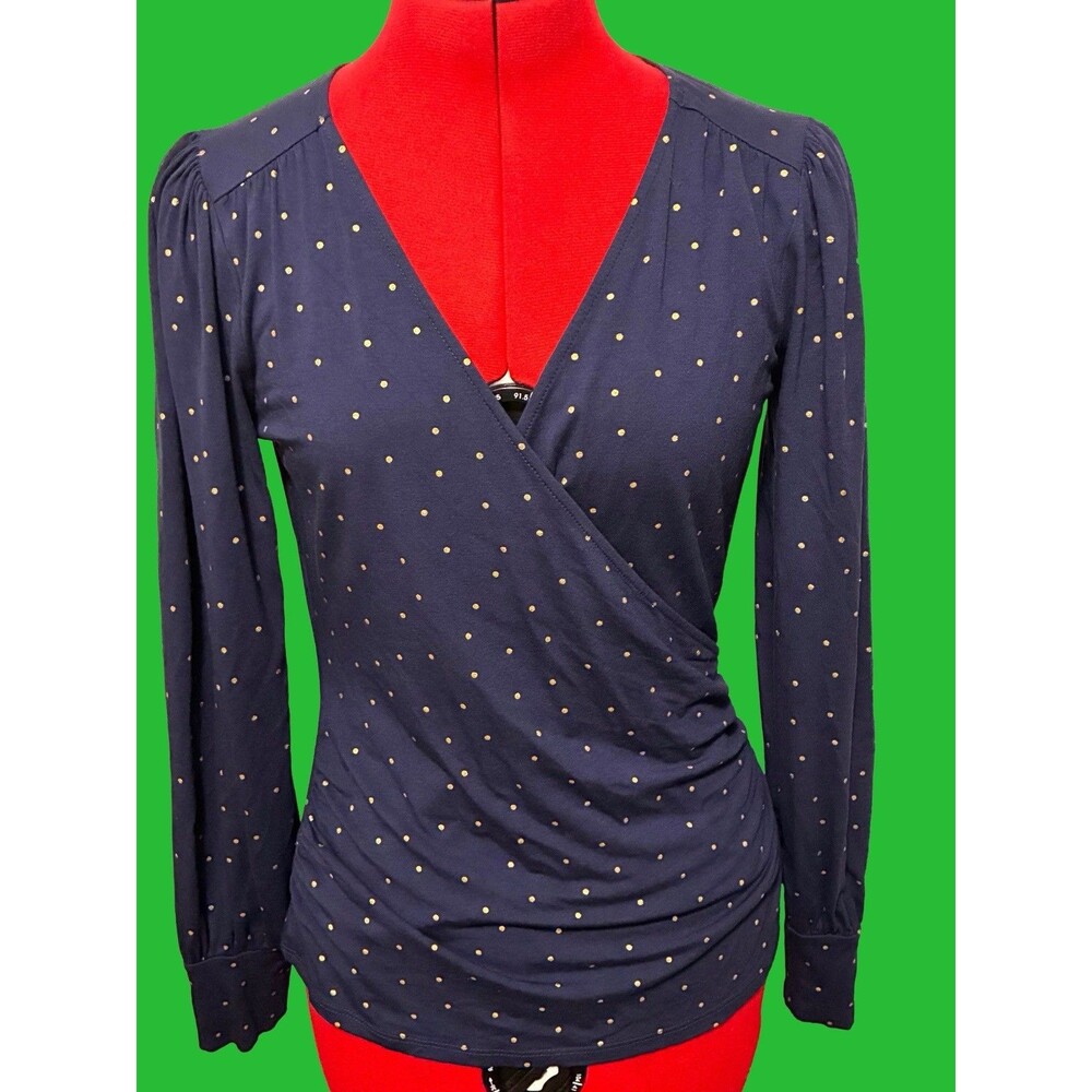 Boden Blue And Gold Long Sleeve Blouse Size 8